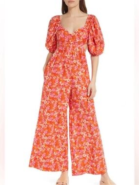 NEW Free People | Amy Floral Cotton Jumpsuit Femme Combo XS